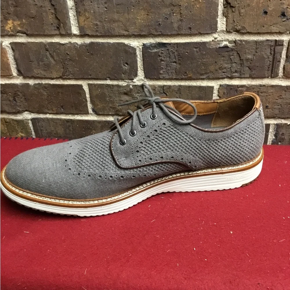 Johnston & Murphy Gray Knit Oxford with Brown Trim